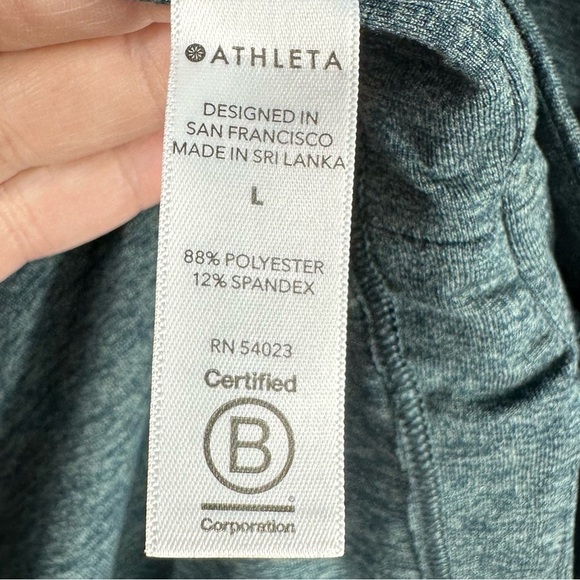 ATHLETA Women's Heathered Green Hooded Performance Lightweight Pullover Top L - Picture 7 of 7
